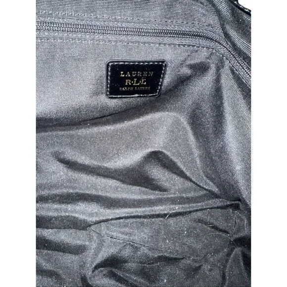 Lauren Ralph Lauren Womens Black Patent Leather Crossbody Satchel Bag Large - Picture 10 of 14